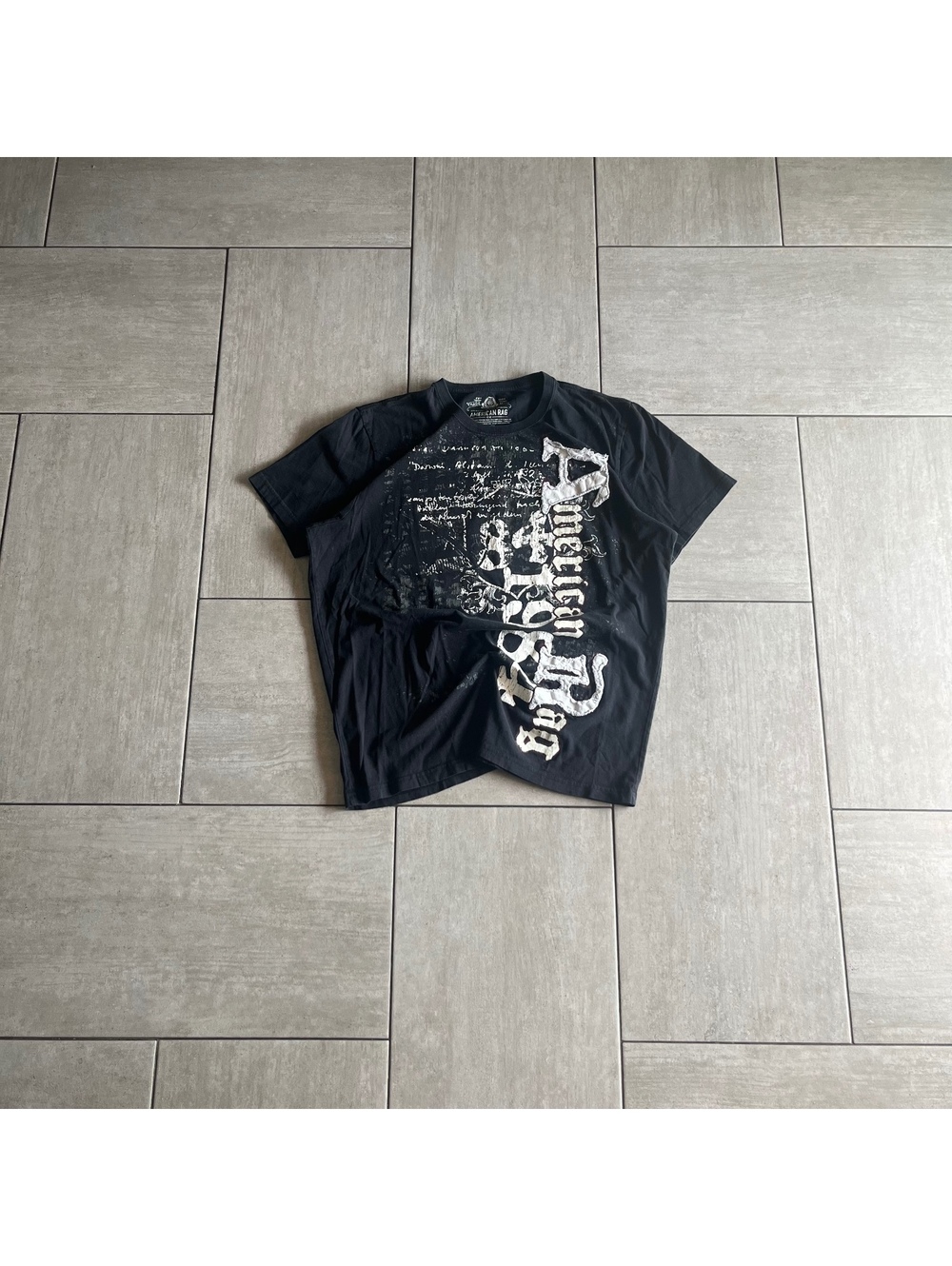 American Rag Black Graphic Logo T-Shirt Large